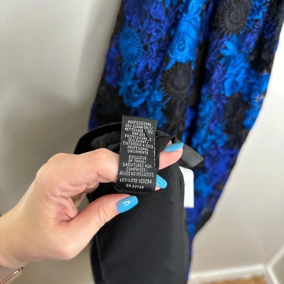 David Meister Women's Strapless Floral Lace Cobalt Blue Black Ballgown Dress‎ 8 - Picture 10 of 10